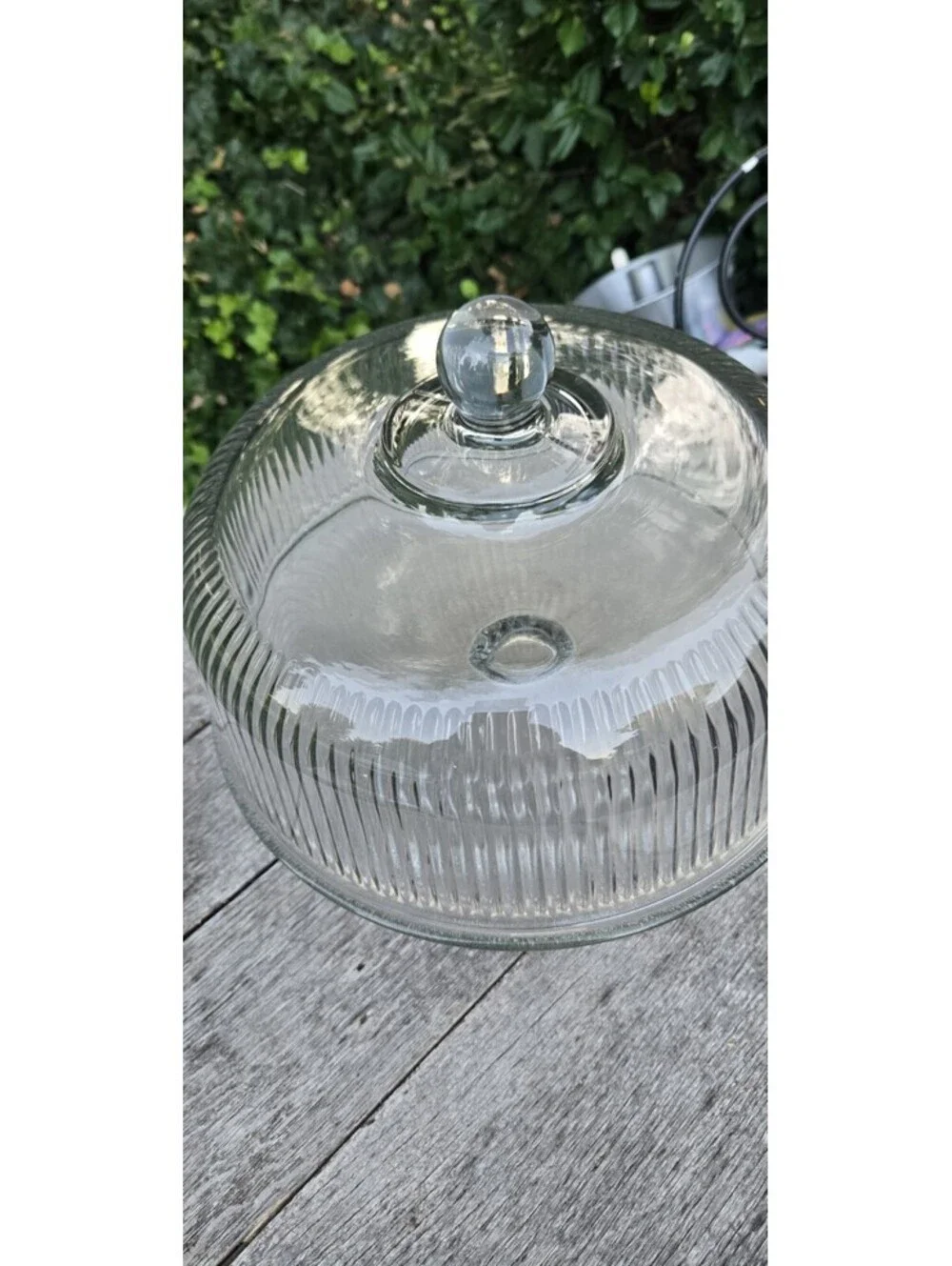 Clear Glass Anchor Hocking Ribbed Glass Cake Stand Doubles As A Punch Bowl